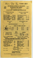 Urie's Fish Fry Restaurant Vintage Take Out Menu Wildwood New Jersey Dockside