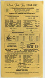 Urie's Fish Fry Restaurant Vintage Take Out Menu Wildwood New Jersey Dockside