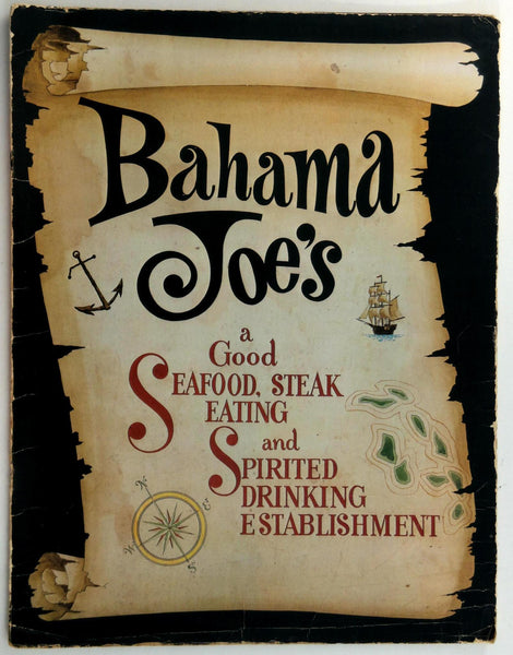 1980's Bahama Joe's Restaurant & Anne Bonnie's Tavern Menu Florida Locations