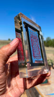 Vintage Mystery Paperweight Computer Circuit Board Card Encased In Lucite