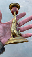 1977 ARTHUR COURT Candlestick Candle Holder Acrobat Handstand CAT Brass Wood