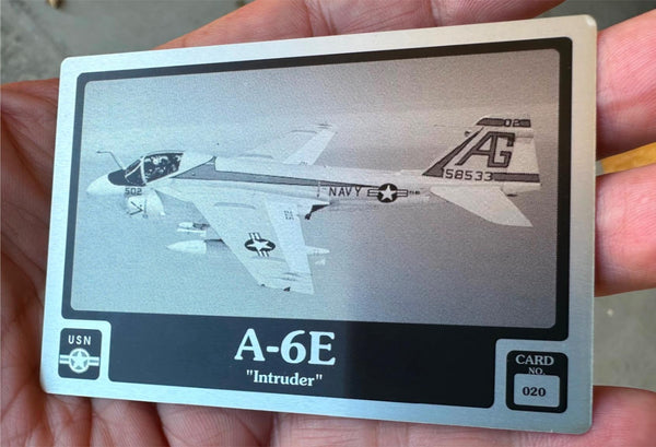 1992 Metal Aluminum USN A-6E INTRUDER Trading Card #020 American Data Plates