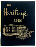 1960's THE HERITAGE ROOM Restaurant Original Vintage Menu Black Velvet Cover