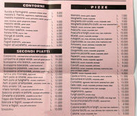 Original LE BIZZARRE TRATTORIA PIZZERIA Large Menu Florence Italy