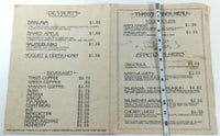1980's THEOS Original Vintage Dinner Menu Greek Restaurant