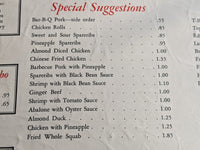 1940's Rice Bowl Chinese Restaurant Bakersfield California Vintage Die Cut Menu