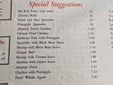 1940's Rice Bowl Chinese Restaurant Bakersfield California Vintage Die Cut Menu