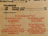 1946 Monarch Cafe Restaurant Reno Nevada Original Vintage Menu