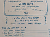 1950's Jack Hunt's Restaurant Washington DC Vintage Original Menu