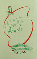 1940's Eaton's Rancho Restaurant Ventura & Laurel Los Angeles California Menu