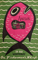 1971 Angelo's Restaurant Old Monterey Fisherman's Wharf California Vintage Menu