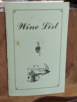 The Crossroads Inn Restaurant Miles City Montana Vintage Wine List Menu