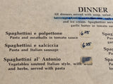 1980's Anthony's An Italian Restaurant Jackson Wyoming Vintage Menu