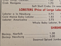 1948 Harvey's Famous Restaurant Sea Food Game Steaks Chops Washington DC Menu