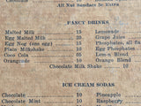 1920's 1930's Varsity Restaurant & Soda Grill Oberlin Ohio Vintage Menu