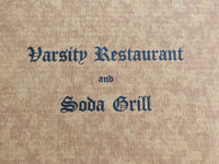 1920's 1930's Varsity Restaurant & Soda Grill Oberlin Ohio Vintage Menu