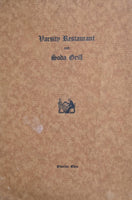 1920's 1930's Varsity Restaurant & Soda Grill Oberlin Ohio Vintage Menu