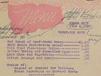 1948 Adams Cafe Restaurant Columbus Nebraska Just Wonderful Food Vintage Menu