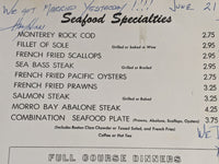 1971 Abalonetti Restaurant Monterey California Fisherman's Wharf Mermaid Menu