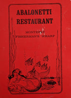 1971 Abalonetti Restaurant Monterey California Fisherman's Wharf Mermaid Menu