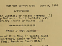 1948 Hotel Pawnee Tom-Tom Coffee Shop Restaurant North Platte Nebraska Old Menu