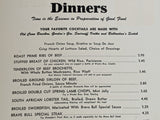 1960's Saratoga Lanes Brave Bull Restaurant San Jose California Vintage Menu