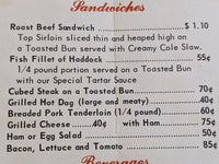 1960's Vintage Menu Town Traveler Coffee Shop Restaurant Elkhorn Wisconsin