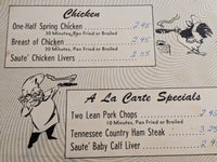 1973 Capri Restaurant Crossville Tennessee Vintage Menu