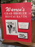 1950's Warren's Char-Broiler Restraurants Warrenton Culpeper Opal Virginia Menu