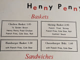 1960's Henny Penny Kitchen Inne Restaurant Wisconsin Dells Wisconsin Menu