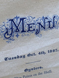 Rare 1887 Menu Program Toast Card Omaha Board Of Trade Nebraska