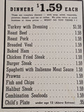 1950's Blueberry Hill Cafe Restaurant Livingston California Menu Ray & Eva Pratt