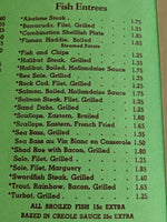 1950's Alioto's Seafood Restaurant San Francisco California Genie Big Fish Menu