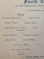 1926 Institution Civil Engineers Bristol Cardiff Swansea Hort's Restaurant Menu