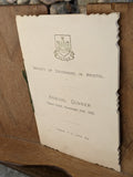 1926 Society Of Devonians In Bristol Grand Hotel Annual Dinner Menu & Toast List