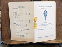 1929 Society Of Somerset Folk Bristol & District Branch Royal Hotel Menu & Toast
