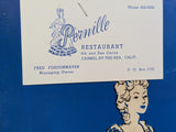 1960's Pernille Restaurant Carmel By The Sea California Vintage Menu Fozounmayeh