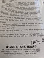 Bern's Steak House Tampa Florida Vintage Large Laminated Menu Art In Steaks