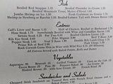 1950's The Headliners Club Lunch & Dinner Private Restaurant Menu Austin Texas