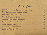 1940's Caruso's Cafe & Oyster Bar Restaurant Original Menu Austin Texas