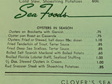 1940's Clover Grill & Club Restaurant Vintage Menu Fort Worth Texas