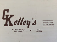 1955 The Original Kelley's Restaurant Corsican Room Vintage Menu Houston Texas