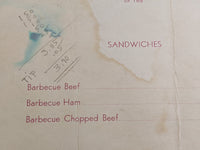1949 Bishop's Barbecue Pit Restaurant Vintage Menu Fort Worth Texas