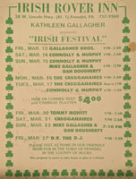 1985 The Irish Rover Inn Irish Festival Menu Program Penndel Pennsylvania