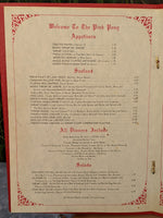 1970's Original Vintage Dinner Menu PINK PONY Restaurant Rockford Illinois