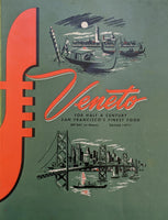 1960's Veneto Restaurant San Francisco California Vintage Menu