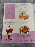 1958 Colorful Food Photo Menu Ford Hopkins Restaurant Coca Cola Ad on Back