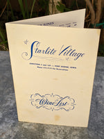 Vintage Wine List Menu Starlite Village Restaurant Fort Dodge Iowa
