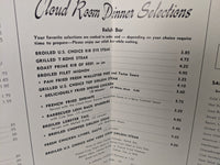 1950 Menu Cloud Room Restaurant Des Moines Municipal Airport Iowa