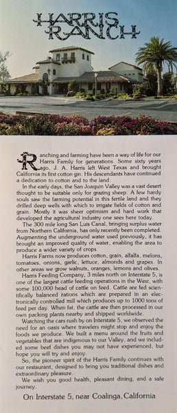 1980's Harris Ranch Color Photo Brochure Coalinga California